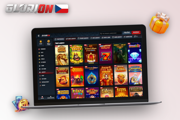 Přehledné rozhraní Glorion Casino v prohlížeči s tisíci slotů v lobby
